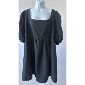 Arula Black Cottage Babydoll Cotton Dress Size C (3X) Summer Vacay (b53)